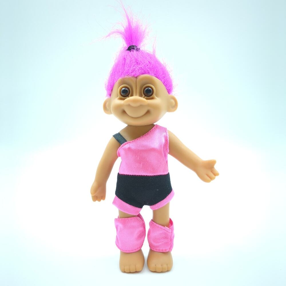 Russ Troll Dolls Lot of 3 Pink Purple Green Hair 4.5" Vintage Aerobic Neon - Picture 5 of 6